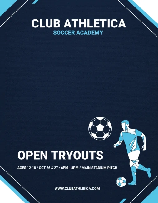 flyer futebol tipografia pesada com espaço para texto