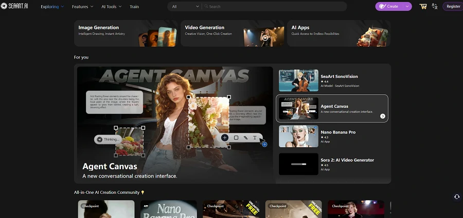 SeaArt AI 2.0 homepage