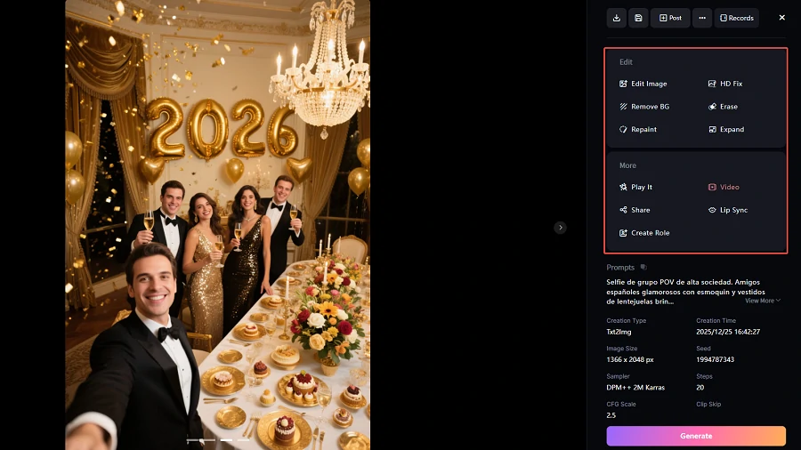 Image processing page on SeaArt AI 2.0