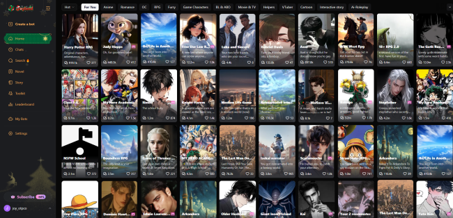 Выберите персонажей Joyland AI для общения
