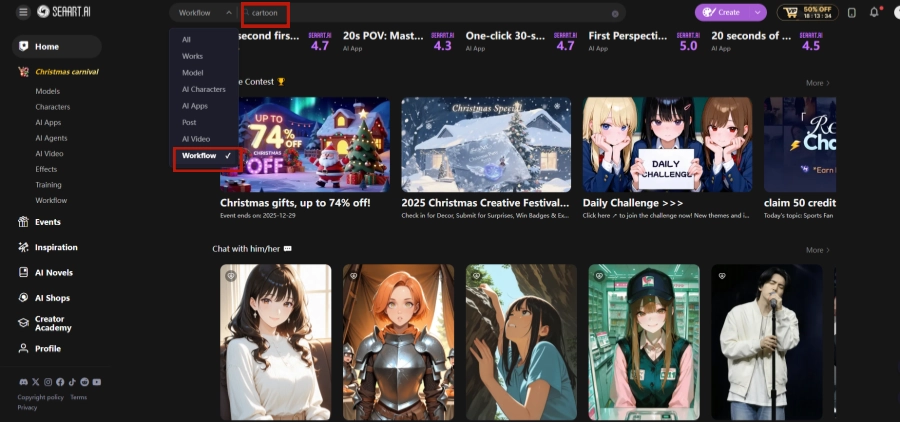 Search for Cartoon Workflows