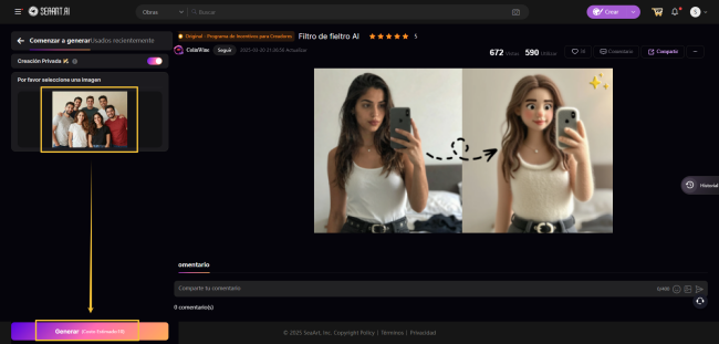 Filtro efecto tejido IA de SeaArt