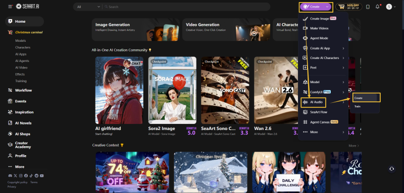 Audio training in SeaArt AI