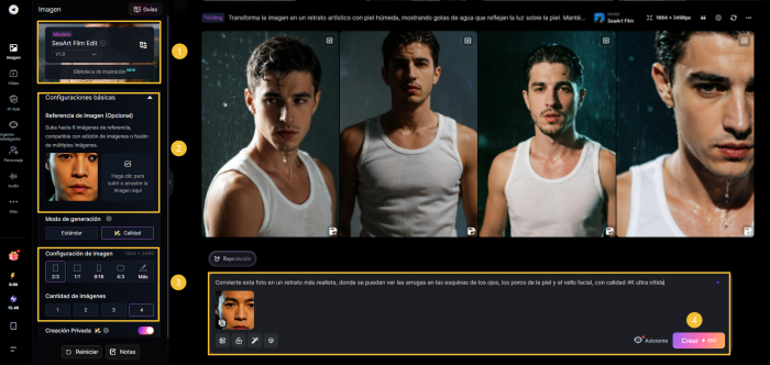 Genera rerato realista y natural con SeaArt Film Edit