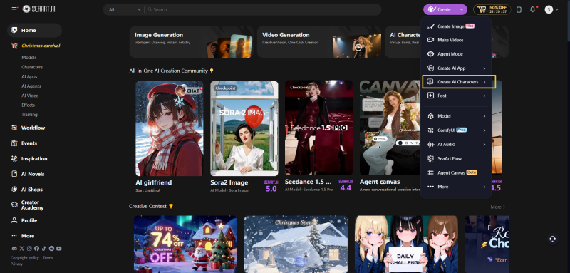 Create AI character in SeaArt AI