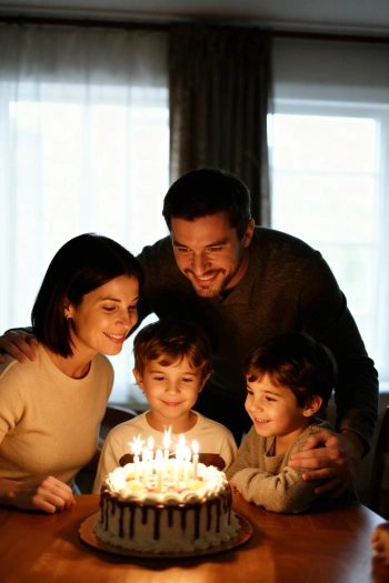 Cumpleaños familiar a la luz de las velas