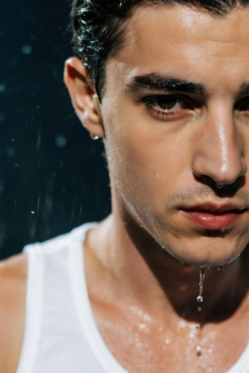 Retrato artístico con piel húmeda