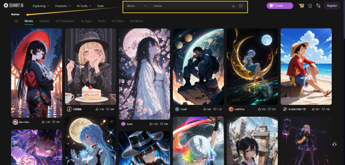 choose anime style in SeaArt