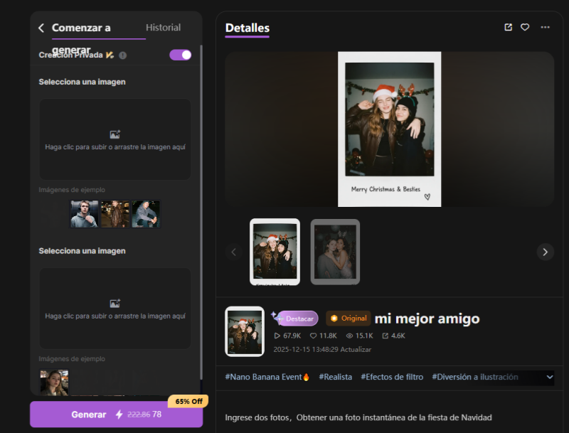 Crear fotos de polaroid con SeaArt