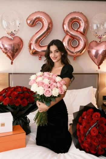 Sorpresa de cumpleaños con rosas