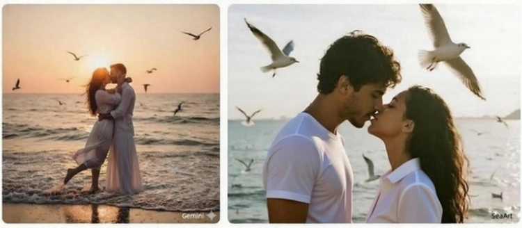 Casal Brazileiro se beijando na praia