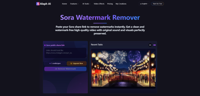 Sora watermark remover - Aleph AI