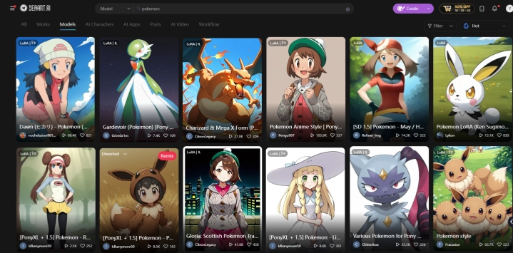 Obras de Pokémon generadas por SeaArt AI