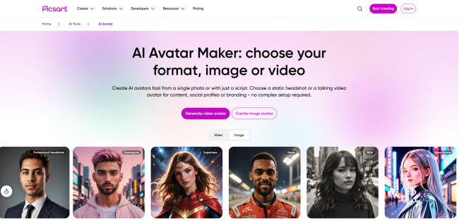 Generador de avatar con IA - Picsart