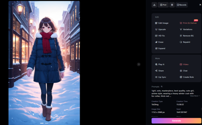 Options Diversifiées pour Ajuster votre Image Anime - SeaArt