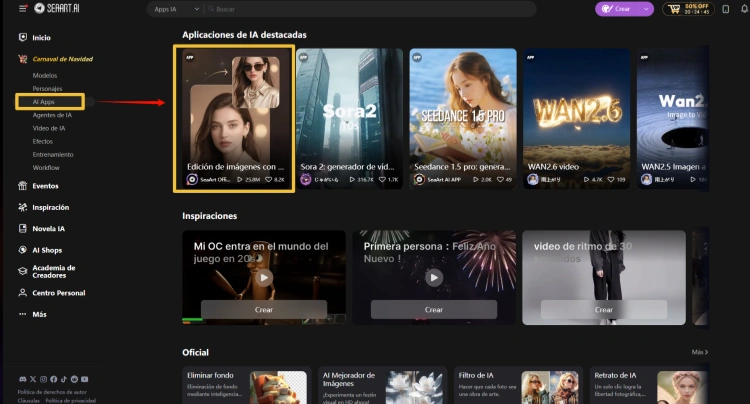 Entra en la función “Editar imagen con prompt”