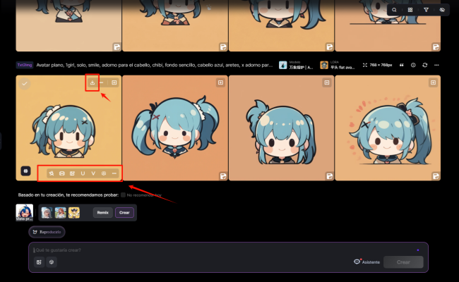 Descargar el avatar generada por IA