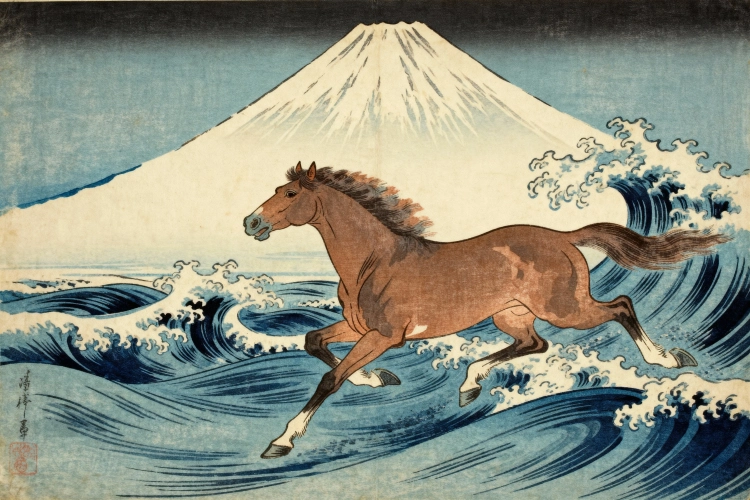 浮世絵スタイルの午年イラスト