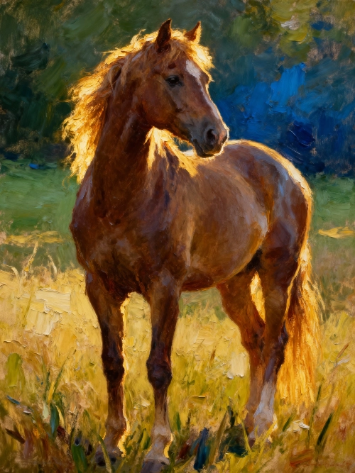 油絵風の午年イラスト