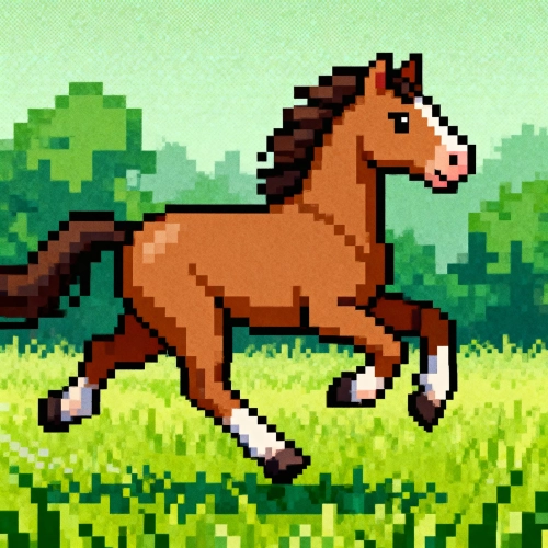 ピクセルアート風の午年イラスト