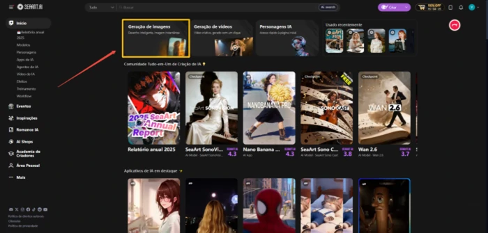 Acesse a função de geração de imagens