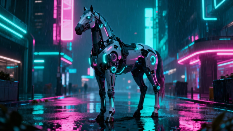 サイバーパンク風の午年イラスト