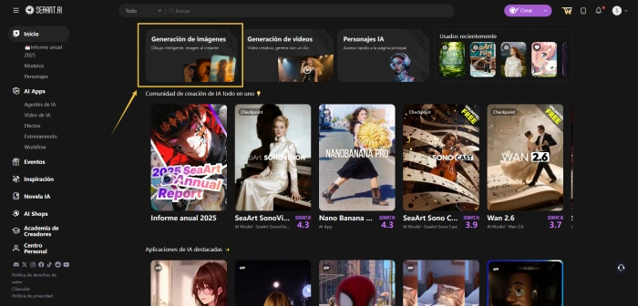 Elige la función generación de imágenes