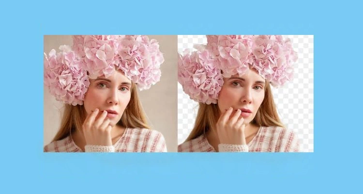 supprimer l'arrière-plan d'une image d'une femme portant des fleurs
