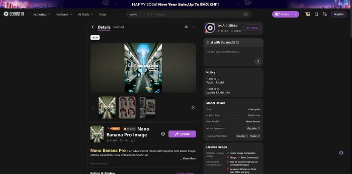 Nano Banan Pro Model on SeaArt AI