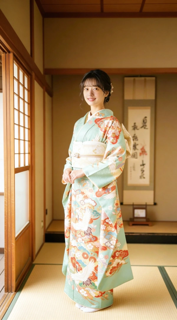 淡いミントグリーン成人式写真