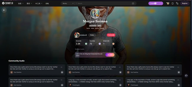 SeaArt AI Morgan Freeman Voice Generator