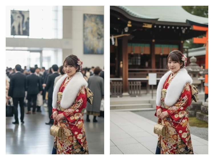 背景を整理 成人式写真