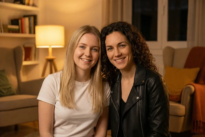 Transform into Moody Indoor Lighting Style AI Friendship Photo