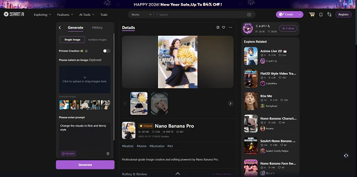 Nano Banan Pro AI Tool on SeaArt AI