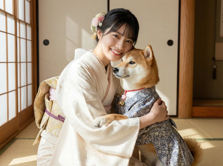 ワンちゃんとの成人式写真