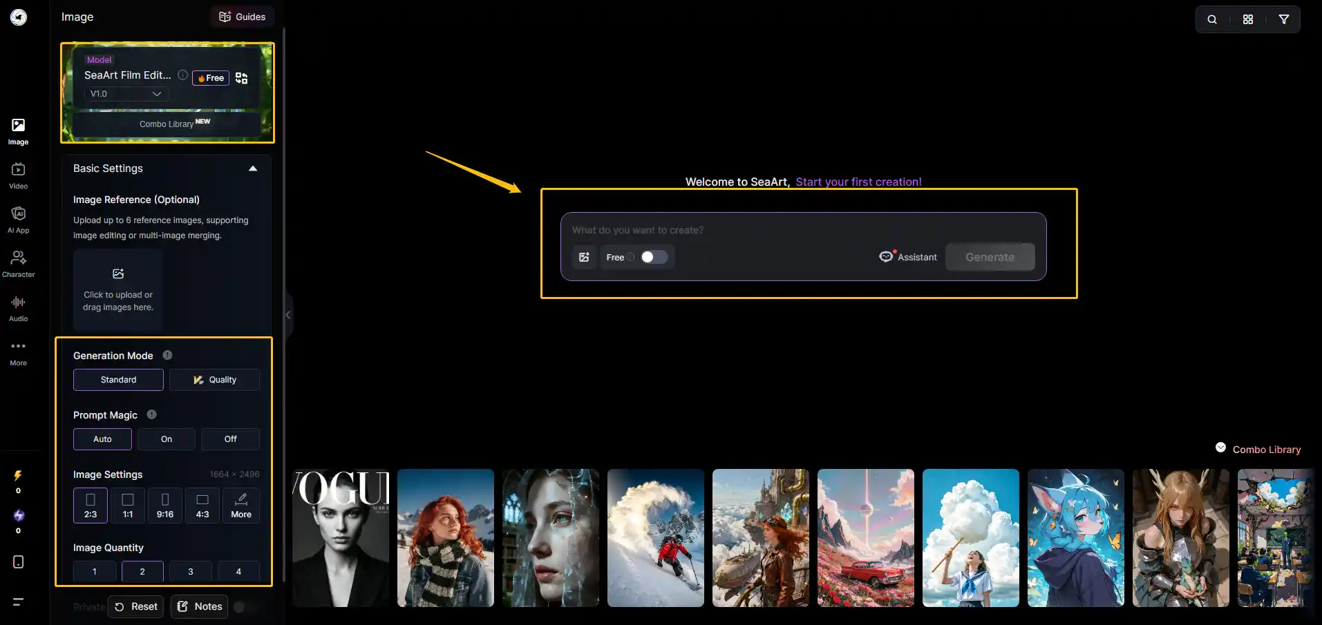 SeaArt AI Interface for Generating Images With Grok Imagine Prompts