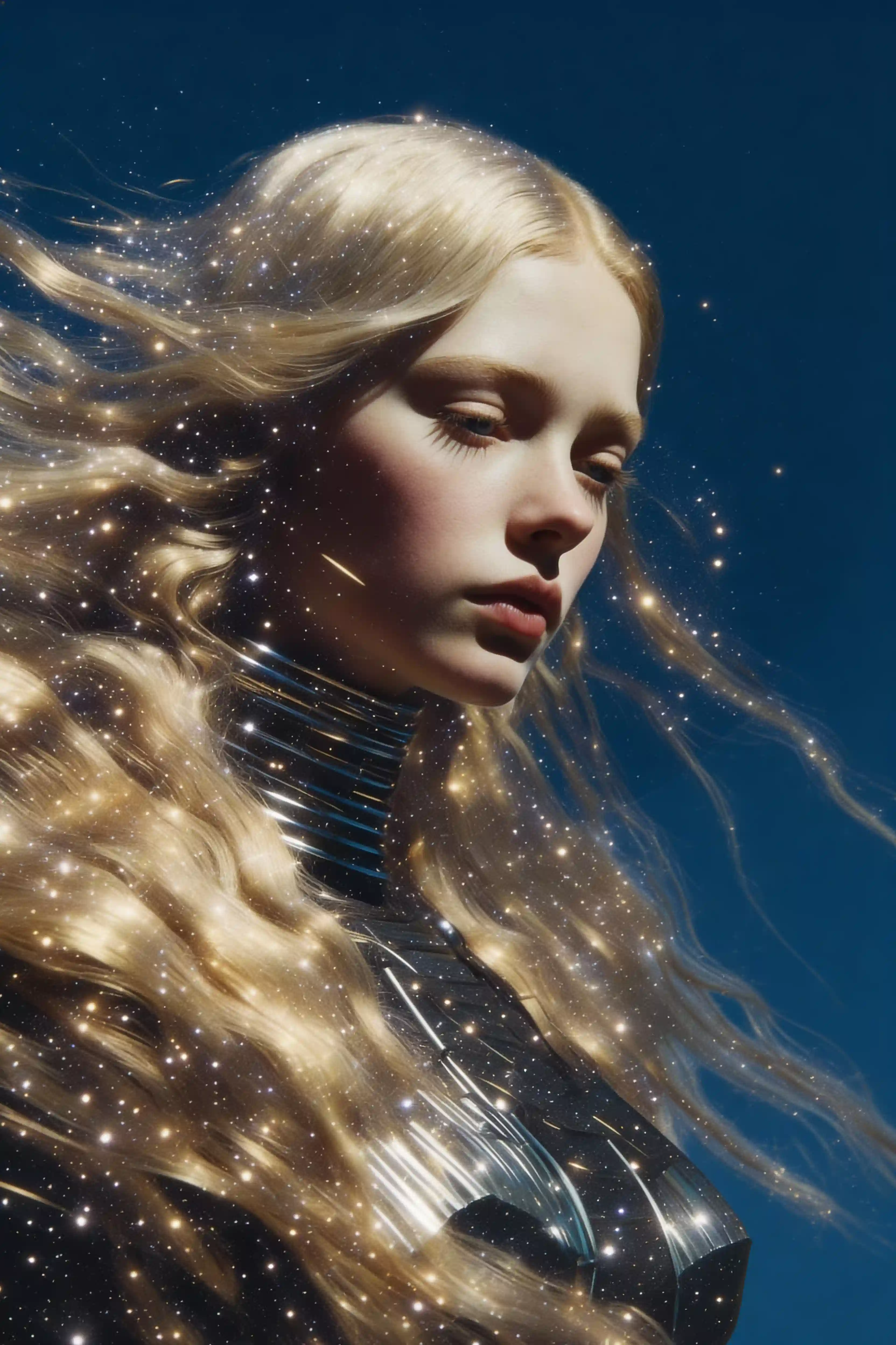 Cosmic Double Exposure Portrait Generated With Grok Imagine AI