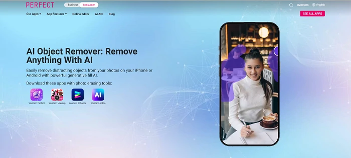 Youcam Perfect app downloading page