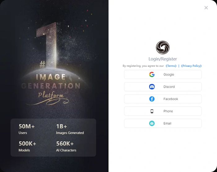 SeaArt login interface