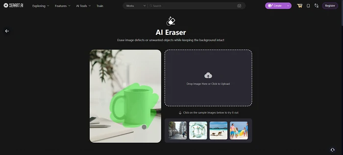 SeaArt's AI eraser tool