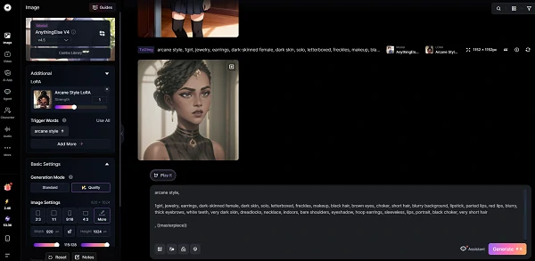 SeaArt AI gaming avatar creation interface