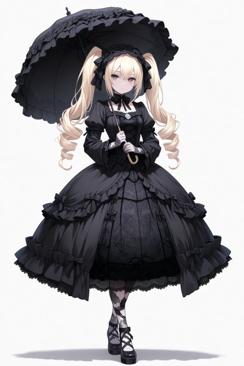 世界観強めのゴスロリ プロンプト