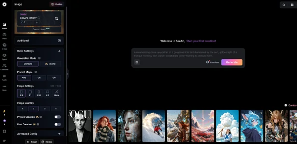 SeaArt AI art creation interface