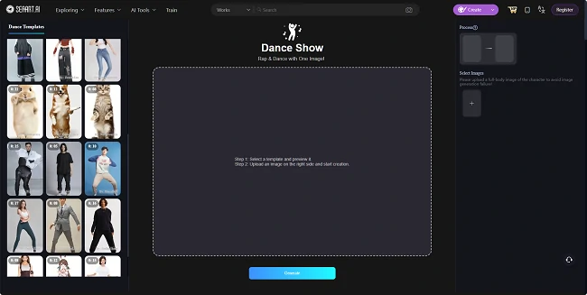 Outil de spectacle de danse SeaArt AI