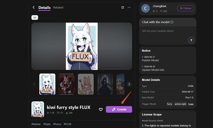 click the Remix button to apply a furry art model