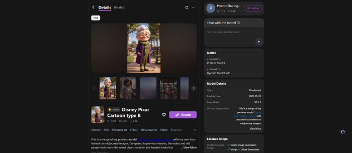 Create with a 3d cartoon model