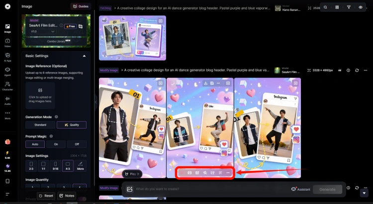 SeaArt's AI graffiti art generation interface