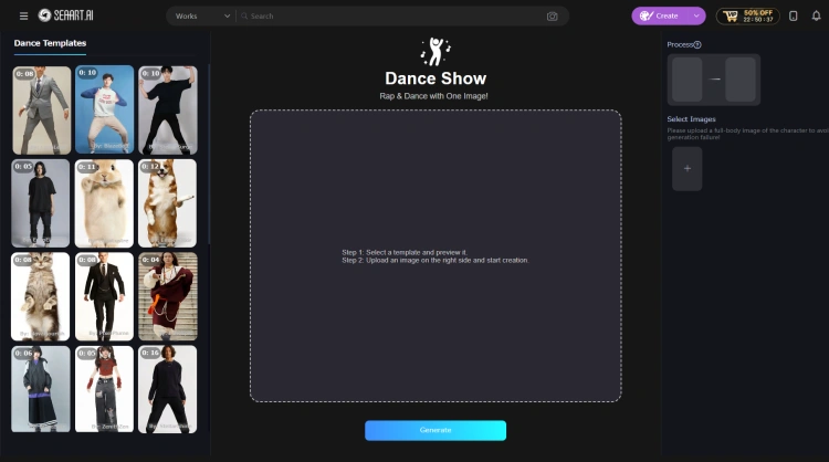 SeaArt AI's Dance Show feature