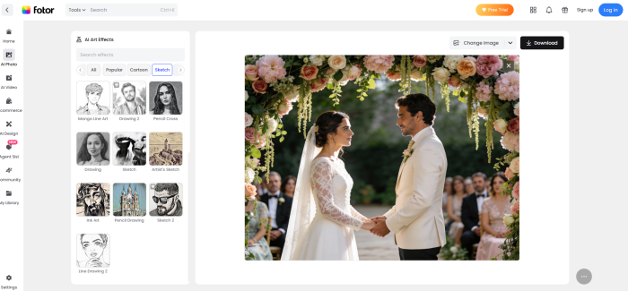 Fotor: Foto-zu-Skizze