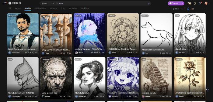 Parcourir le Modèle AI de Texte à Croquis